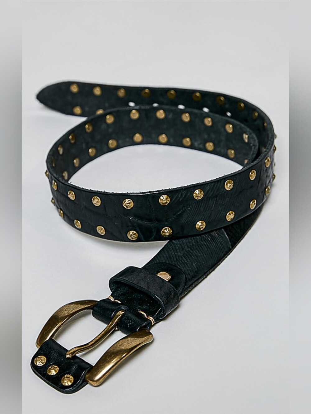 #1834 POL Midnight Rebel Genuine Leather Studded Belt